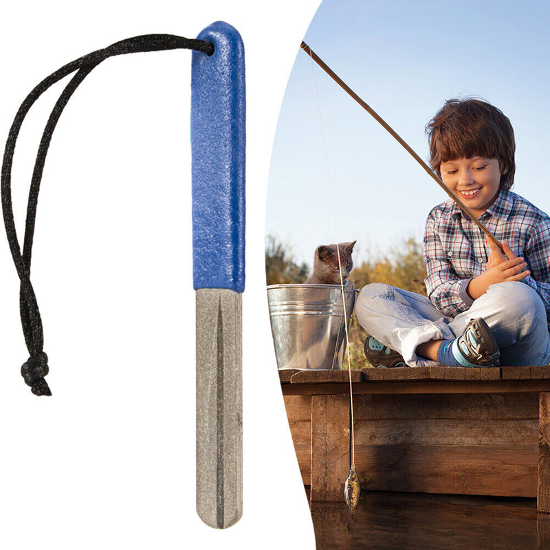 Double Groove Fishing Hook Sharpener Diamond Fishhook Grindstone Fish Tackl