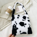 Women Plush Faux Fur Shoulder Bag Female Winter Warm Fabric Large Shopping Bags