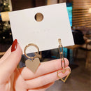 Personality Gifts Asymmetric Chain Love Earrings Geometric Dangle Earrings