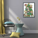 Christmas Bear Printed Cross Stitch Canvas Embroidery 11CT DIY Cartoon Handmade