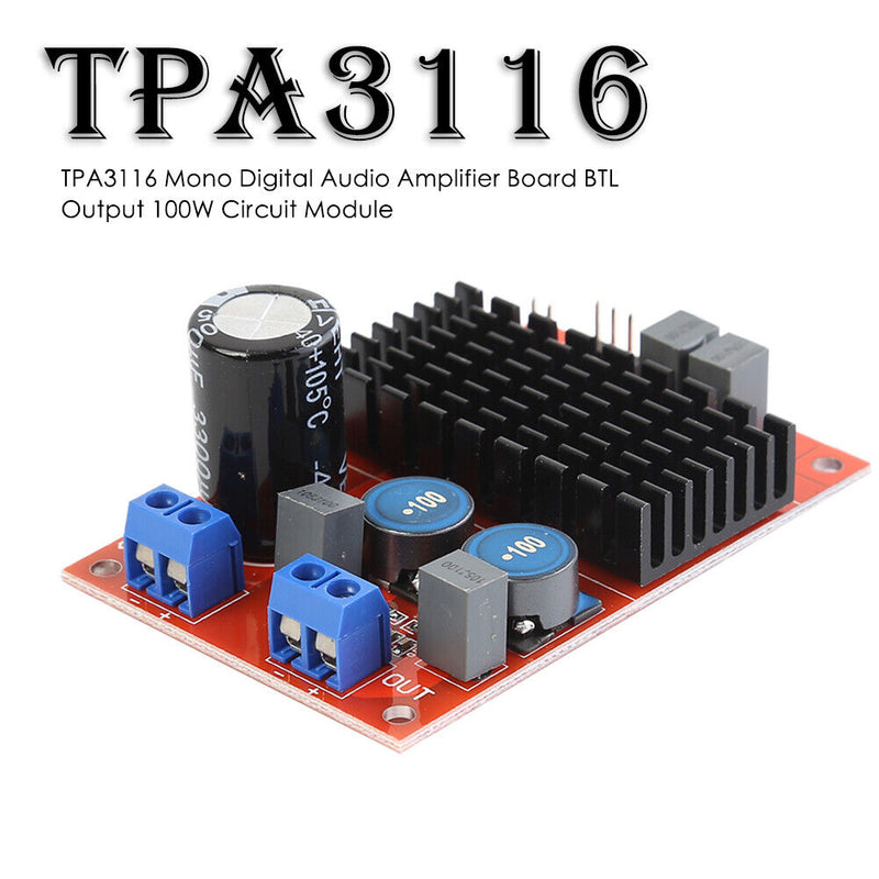 TPA3116 Mono Digital Power Audio Amplifier Board Module BTL Output 100W DIY Kit