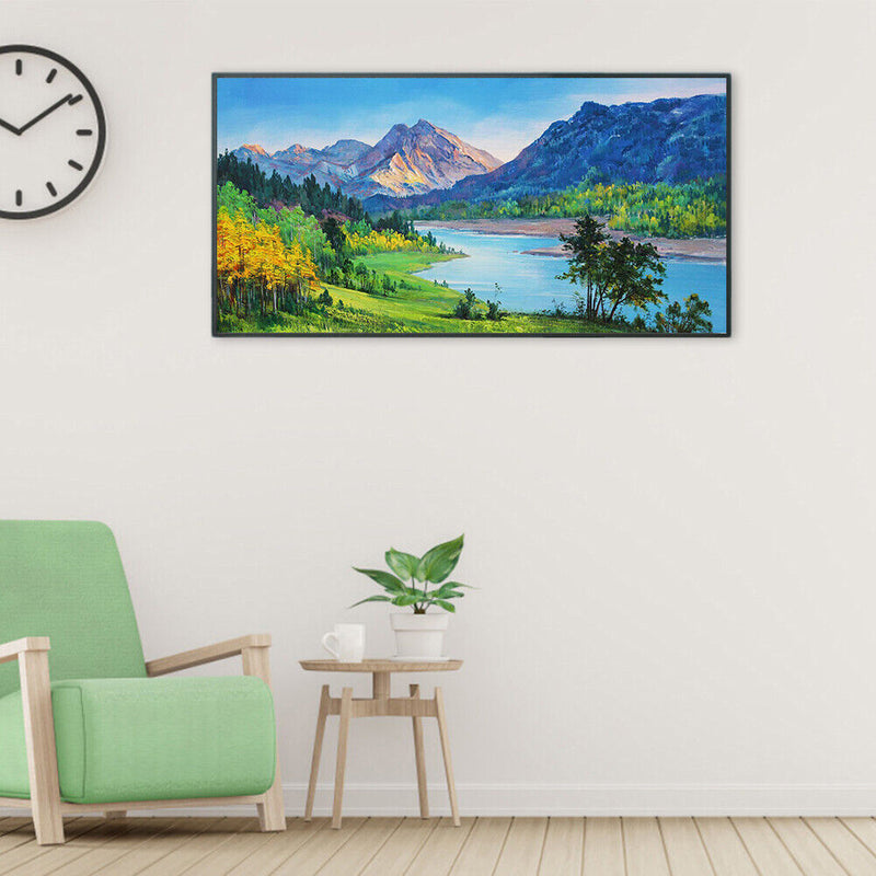 Oil Paint By Numbers Mountain River Frameless Picture Craft Kit for Living Room
