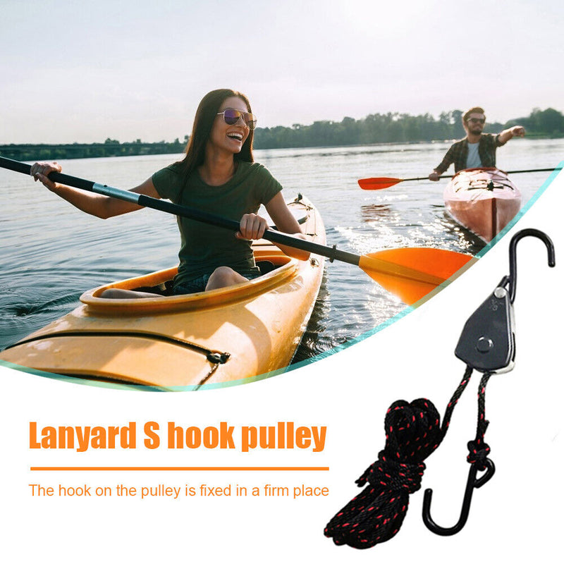 Heavy Duty Adjustable Rope Clip Tent Lamp Hanging Lanyard Lifting Pulley S Ho