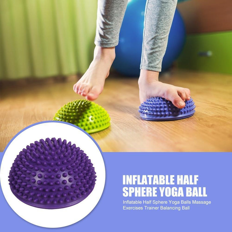 Inflatable Half Sphere Yoga Balls Massage Trainer Balancing Ball (Purple) Newly