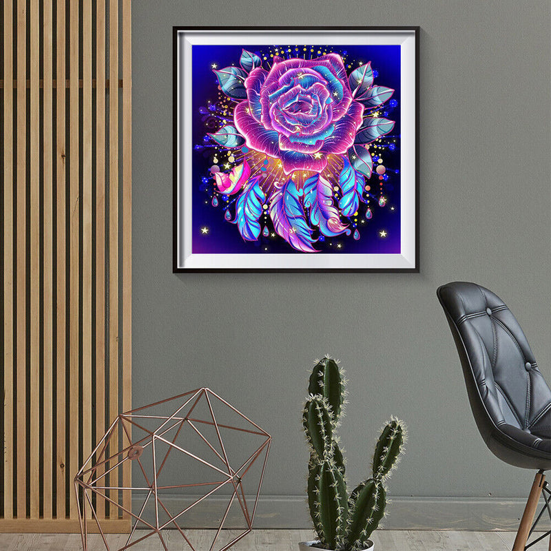 5D DIY Diamond Painting Neon Feather Full Round Drill Mosaic Decor (A1145) Newly