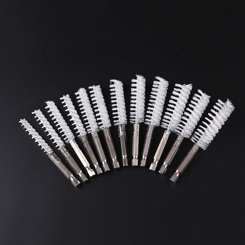 12pcs Electric Impact Drill Hex Shank Brush Car Paint Wire Cleaner (Nylon) Newly