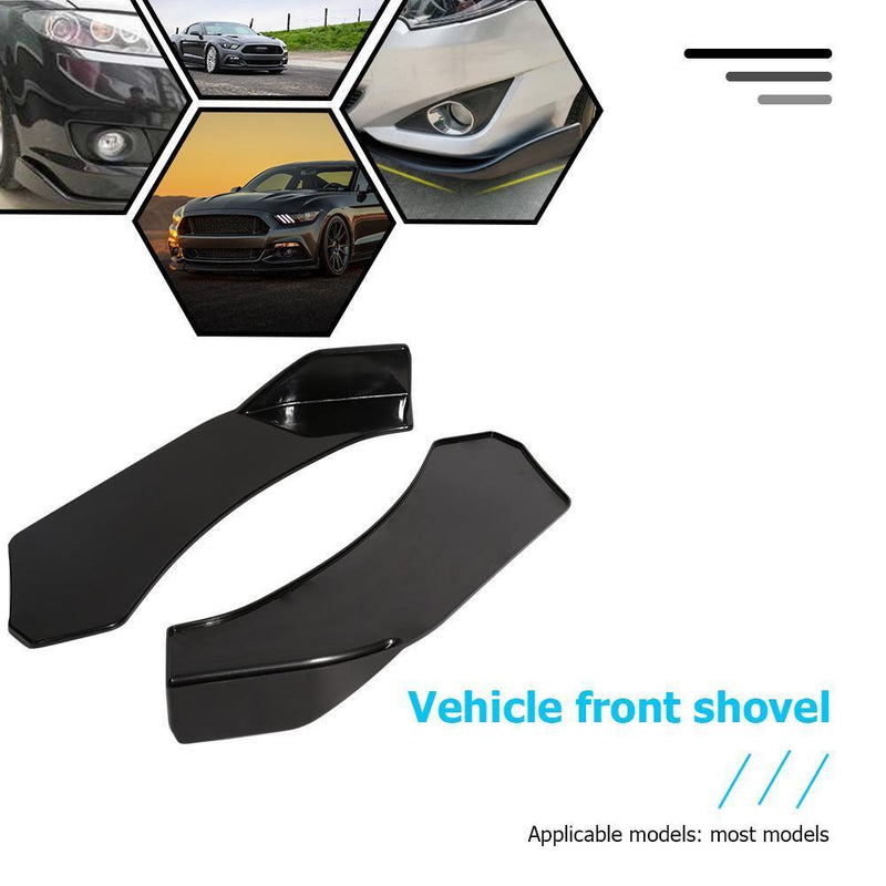 Universal Car Front Bumper Lip Splitter Chin Spoiler Glossy Black Left+Right