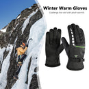 Winter Men Warm Windproof Ski Fleece Gloves with Buckle Thickened (Green) Newly
