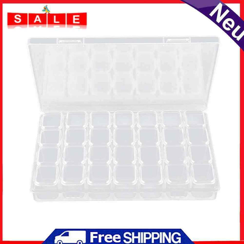 28 Grids Nail Storage Box Transparent Case Art Alex Organizer Makeup Beauty Tool