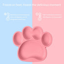 Baby Silicone Spoon and Fork Plate with Suction Cups Feeding Bowl (Pink) Newly