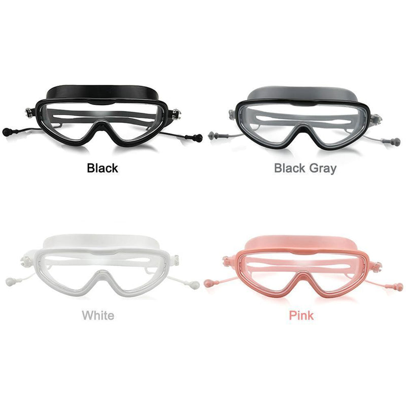 Swimming Goggles with Earplugs Waterproof HD Adults Diving Eyewear (Pink)2x