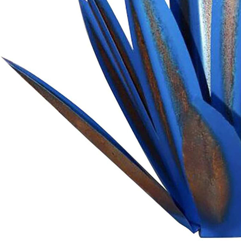 Blue Tequila Sculpture Hand Painted Metal Agave Ornaments Iron Art Plant Deco