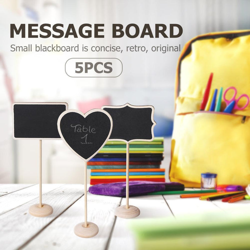 5x5pcs Mini Wooden Chalk Blackboard Signs Chalkboard Message Board (Square)