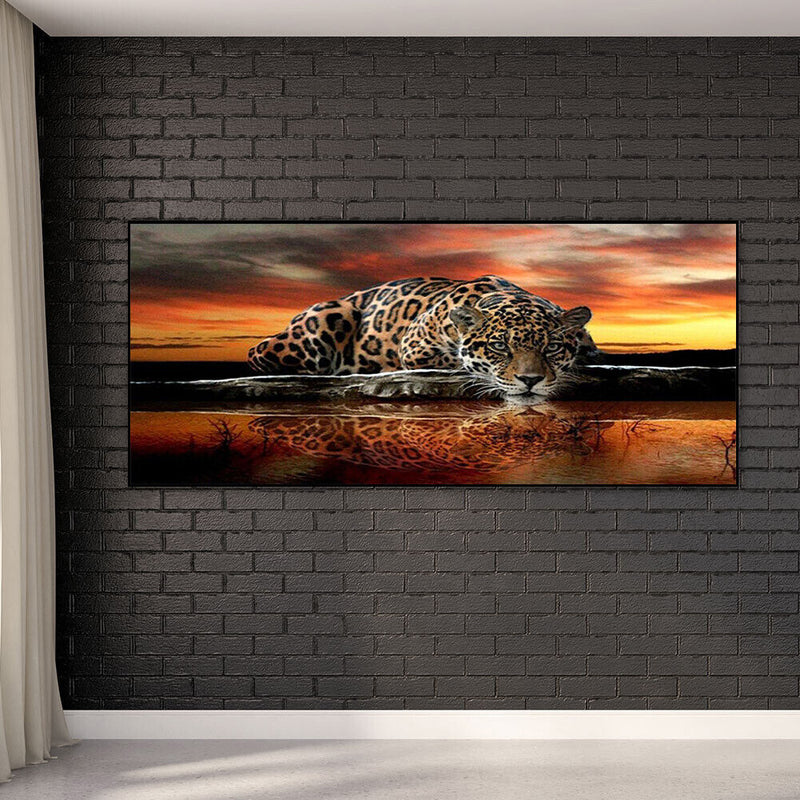 Sunset Leopard Oil Paint By Numbers Kits Canvas Picture DIY Wall Art Crafts