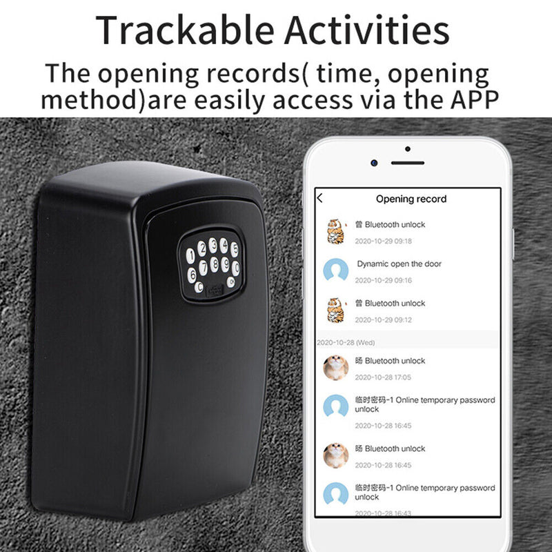 BOX02 Waterproof Smart Key Storage Box with Code Tuya APP Unlocking (Black)