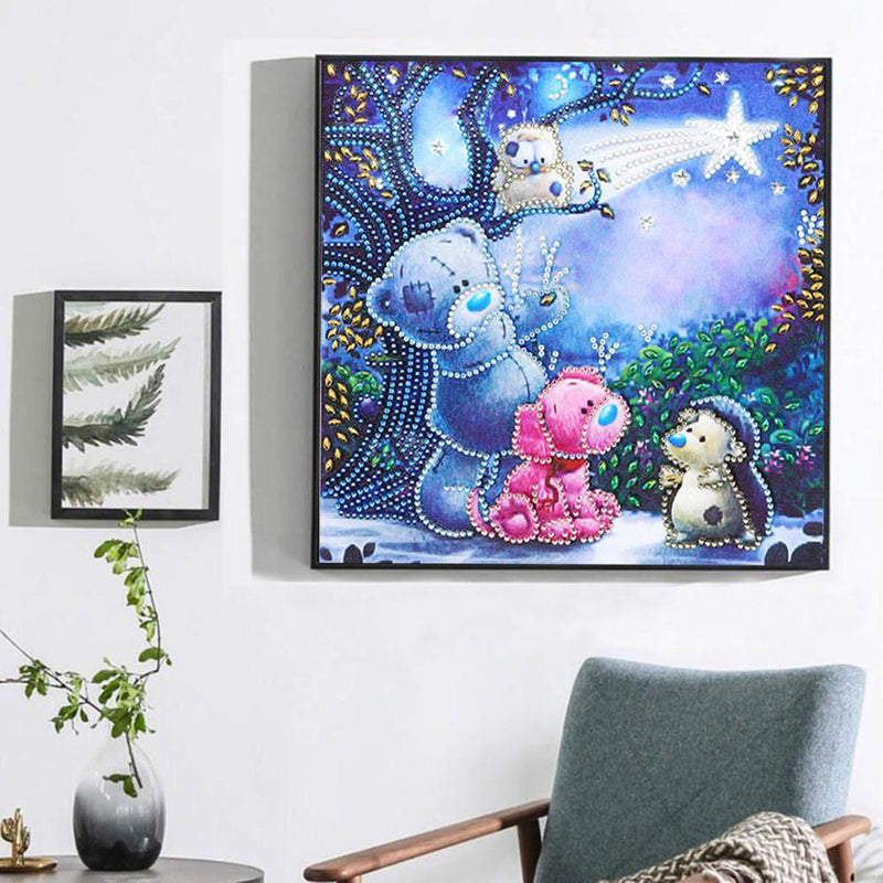 5D DIY Special Shaped Diamond Painting Bear Pattern Cross Stitch Decoration