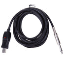 Guitar Bass 1/4'' 6.3mm To USB Link Connection Instrument Cable Adapter