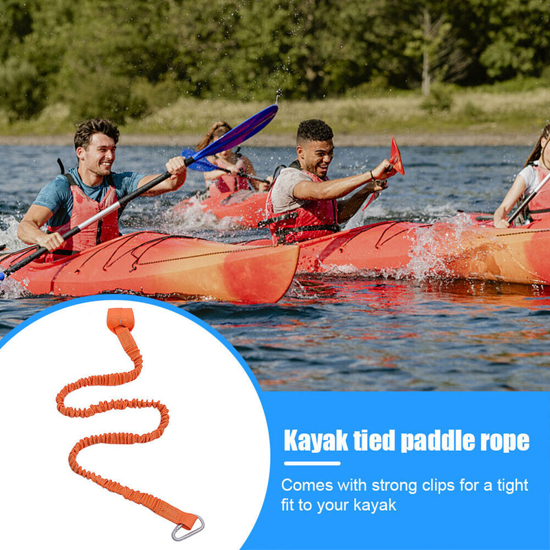 Elastic Kayak Paddle Leash Adjustable with Hook Fishing Rod Pole Coiled Lan