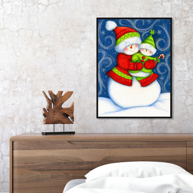 Snowman Oil Paint by Numbers Hand Painted Frameless Picture Home Wall Ornament