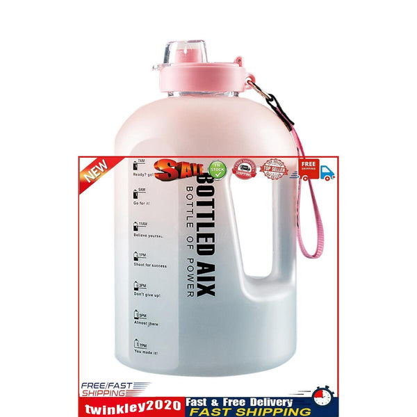 Large Capacity Water Bottle Gradient Color Time Marker Designed (Pink) Newly