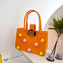 Cute Children Felt Handbag Felt Tote Portable Bag Cartoon Purse (Orange)