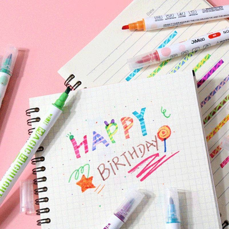 Double Head Paint Pen Drawing Tools Fluorescent Marker Highlighter Pen Set