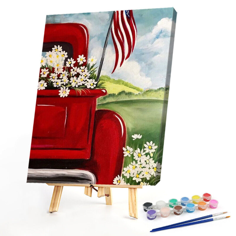 Flower Car Oil Paint by Numbers Hand Painted Frameless Picture Home DIY Ornament