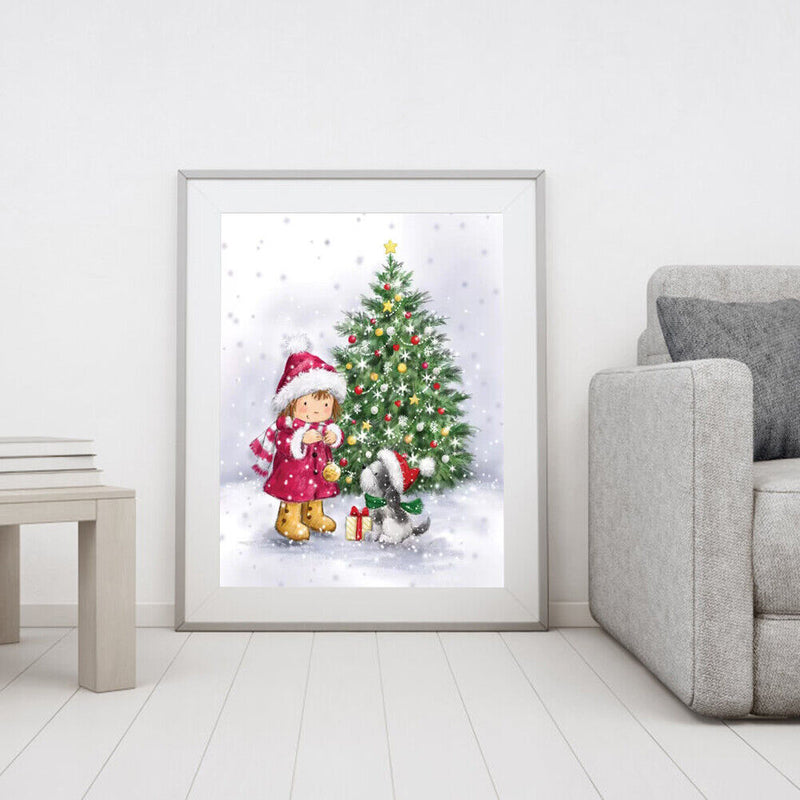 Christmas Girl Oil Paint By Numbers Kits Canvas Drawing DIY Coloring Picture Art
