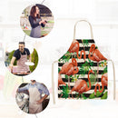 Kitchen Linen Apron Stripe Flamingo Print Home Cooking Baking Bib Oil-Proof Tool