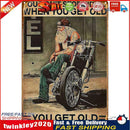 Old Man Riding Motorbike Metal Sign Plaque Wall Posters Decor for Home (B) Newly