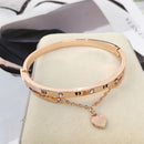 Women Jewelry Roma Letter Stainless Steel Cuff Bangles Heart Dangle Bracelet