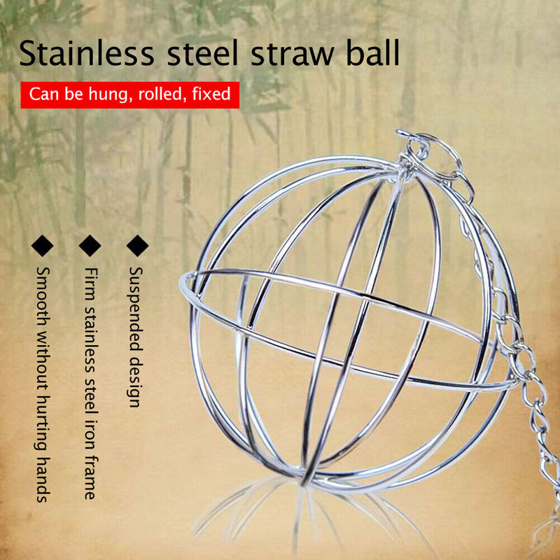 Hang Feeding Guinea Pig Rabbit Grass Ball Rack Round Stainless Steel Straw Ball