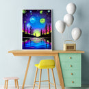 5D Rhinestone Pine Night View Mosaic Full Round Drill Diamond Painting Art Decor