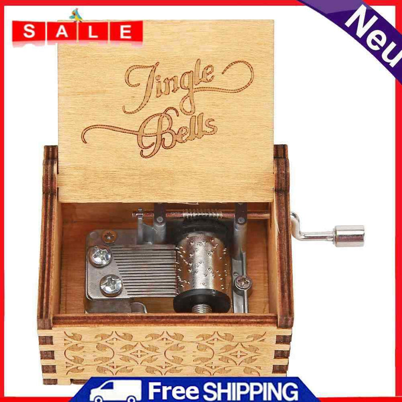 Wooden Hand Cranked Music Box Decoration for Music Lover Birthday Party Ornament