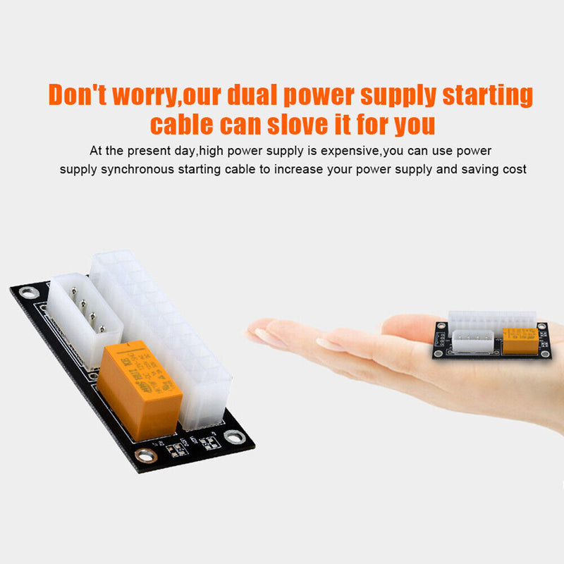 10pcs Add2psu ATX 24Pin to 4 Pin Dual PSU Power Supply Sync Adapter (Black)