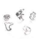 Style Geometric Charm Jewelry set Finger Ring Waves/Turtle Whale Tail Rings Set