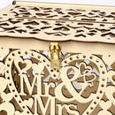 Wood Wedding Card Box DIY Mr Mrs Hollow Love Pattern Wedding Party Supplies