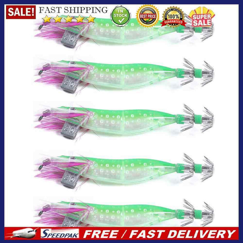5pcs 9g/10cm Luminous Double-Layer Squid Hooks Artificial Shrimp Lure (1)