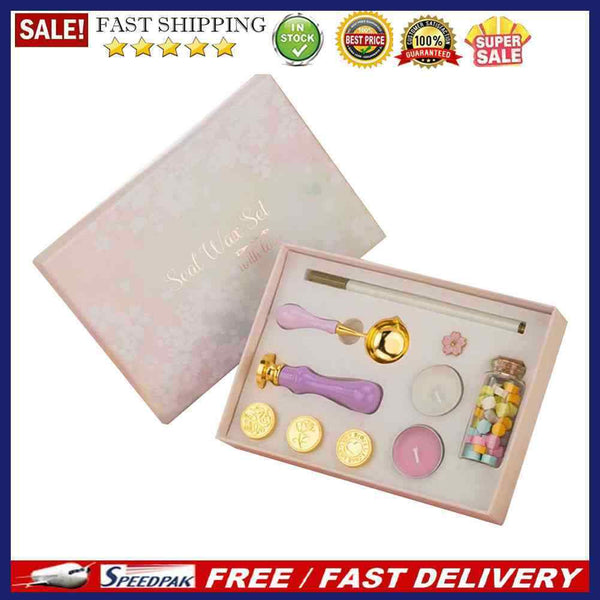 Wax Seal Kit DIY Sakura Stamp Set Envelope Invitation Decorative Packaging Craft