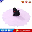 Clear Cherry Silicone Cup Cover Heat-resistant Reuse Animal Lid (Black Cat)