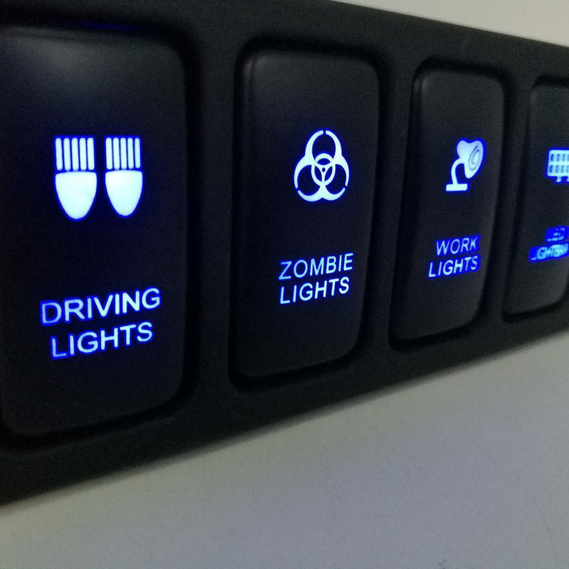12V 4 Button Blue LED On/Rocker Switch Panel with 150mm Cable for Toyata