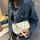 Fashion Handbags PU Underarm Bag Solid Color Tote Women Pleated Shoulder Purse