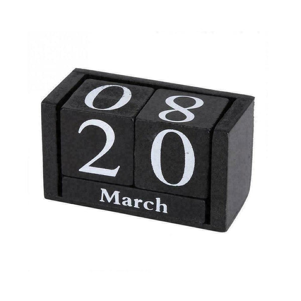 Wooden Perpetual Calendar Block Planner Permanent Desktop Home T7T8 Decor` Y1G2