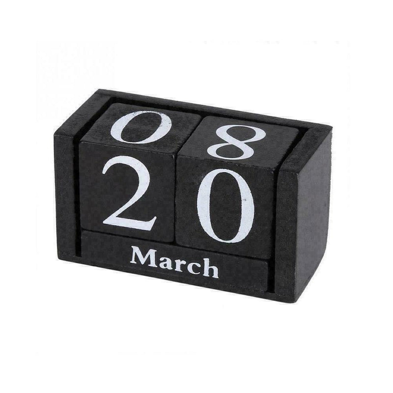 Wooden Perpetual Calendar Block Planner Permanent Desktop Home T7T8 Decor` Y1G2