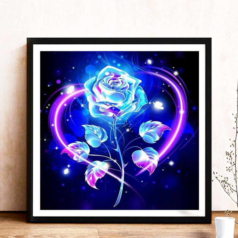 5D DIY Diamond Painted Round Diamond Blue Rose LD166