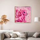 DIY 5D Full Drill Round Diamond Painting Kit Pink Dinosaur Drawing Home Decor