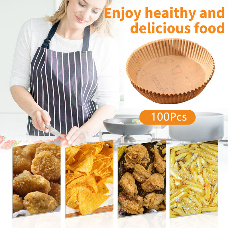 #A 100pcs Air Fryer Paper Liner Disposable Non-stick Oil-absorbing for Microwave