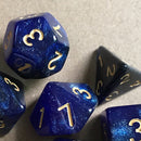 7pcs/Set Dichromatic Dices Digital Polyhedron Starry Sky Dice (Black Blue) Newly