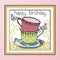 Teacup Cross Stitch Kit 14CT Stamp Embroidery DIY Needlework (J356 15x14cm)