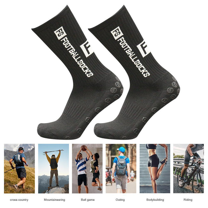 5pcs Round Silicone Suction Non Slip Football Socks Sports Training (Black)